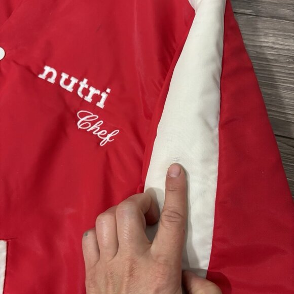 VTG CCM Bomber Jacket Mens S Red White Varsity Retro Nutri Chef Baseball 70s 80s - Picture 5 of 16